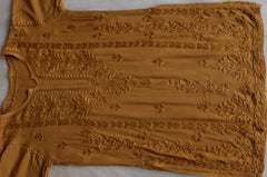 Lemon Yellow Modal Cotton Chikankari Short Kurta