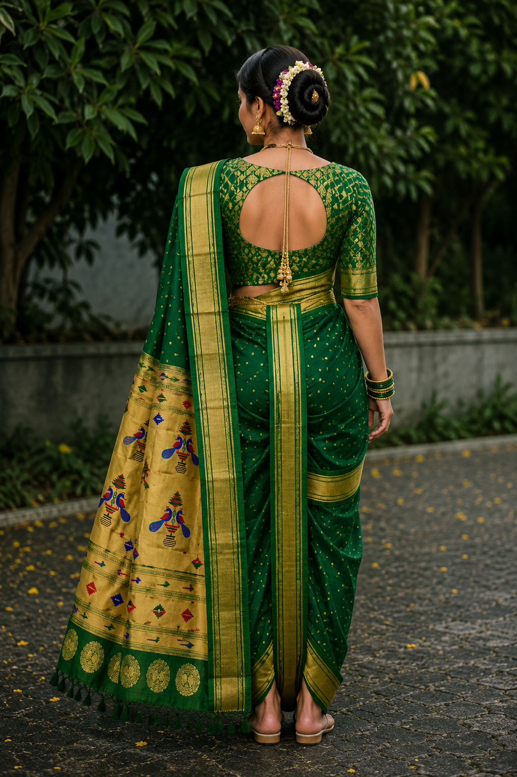 Sindoori Red 9 Yard Soft Silk Paithani Saree with Kalash Peacock Pallu