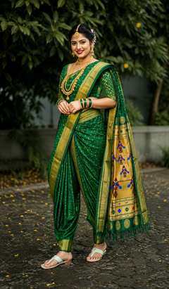 Sindoori Red 9 Yard Soft Silk Paithani Saree with Kalash Peacock Pallu