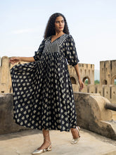 Nayla Black White Cotton Maxi Dress