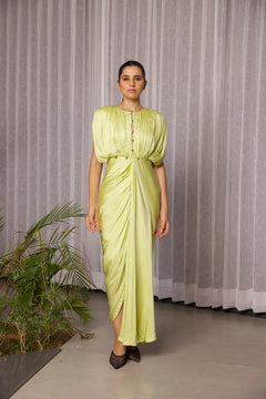 Neon Hand Draped Kaftan Gown
