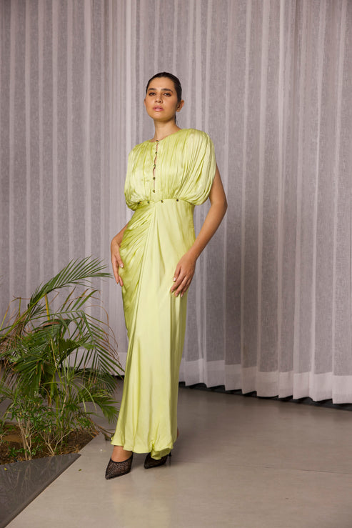 Neon Hand Draped Kaftan Gown