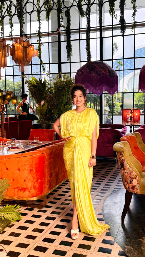 Neon Hand Draped Kaftan Gown