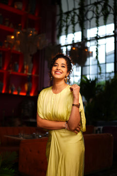 Neon Hand Draped Kaftan Gown