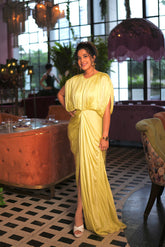 Neon Hand Draped Kaftan Gown