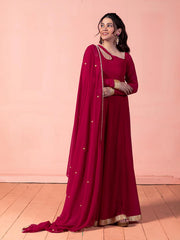 Elegant Viva Magenta Georgette Anarkali with Dupatta