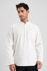 Off white mandarin collar kurta