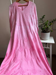 Ombre Pink Muslin Chikankari Kurti