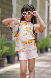 Oranges in Spring Girls Shorts Set
