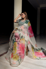 Off white organza silk saree online