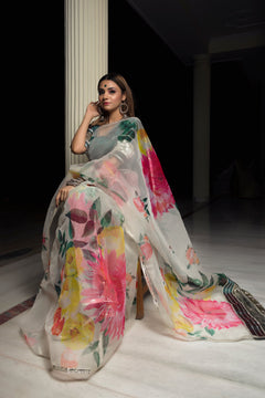Green taffeta silk blouse with lace