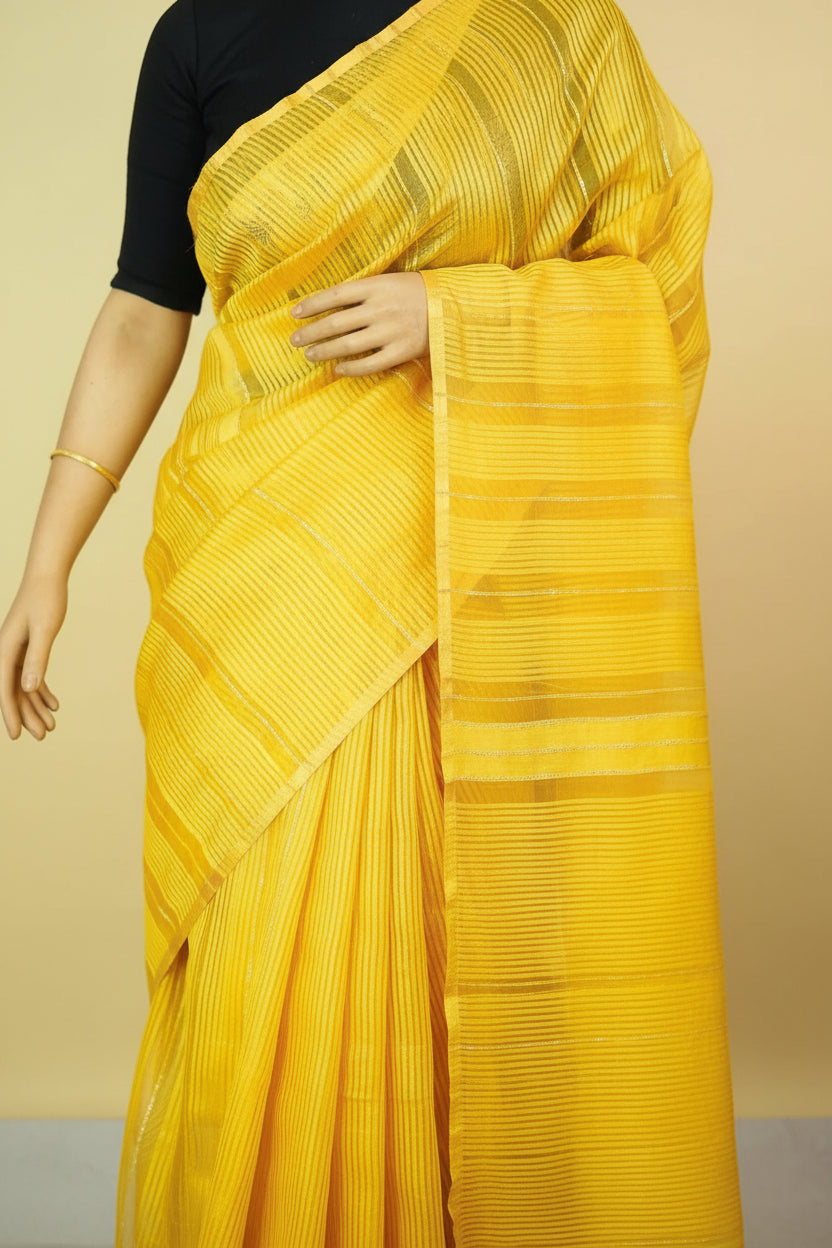 Varnika Yellow Soft Organza Silk Saree