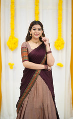 brown cotton saree