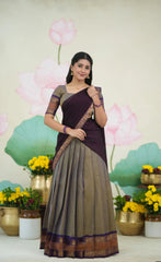 cotton half saree with georgette dupatta