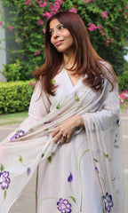 Pale Lilac Women's Handbrush Suit Set with Dupatta