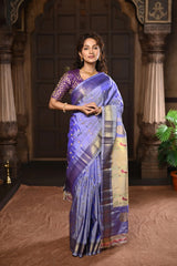 Lavender Handloom Pure Silk Maharani Paithani Saree