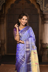 Lavender Handloom Pure Silk Maharani Paithani Saree