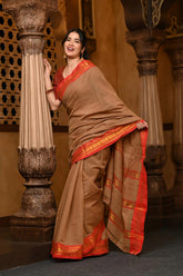 Parampara Cotton Shady Red Saree