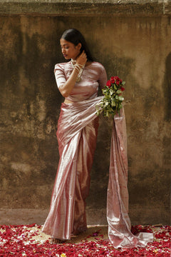 Pastel Coffee Handloom Tissue Saree
