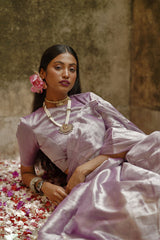 Pastel Purple Handloom Tissue Saree