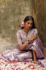 Pastel Purple Handloom Tissue Saree