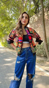 Patchwork Bomber Jacket