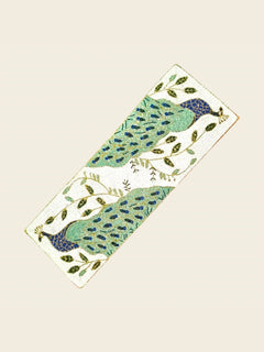 White Blue Beaded Floral Table Runner