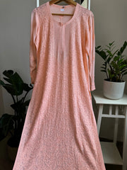 Peach Viscose Kurti with Mukaish Work
