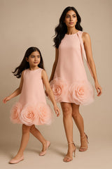 Peach Rose Scuba Dress