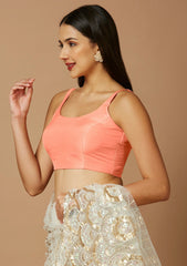 Peach silk saree blouse