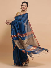 Peacock Blue Maheshwari Silk Cotton Saree