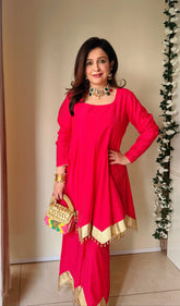 Pink Roman Silk Gulmohar Coordset