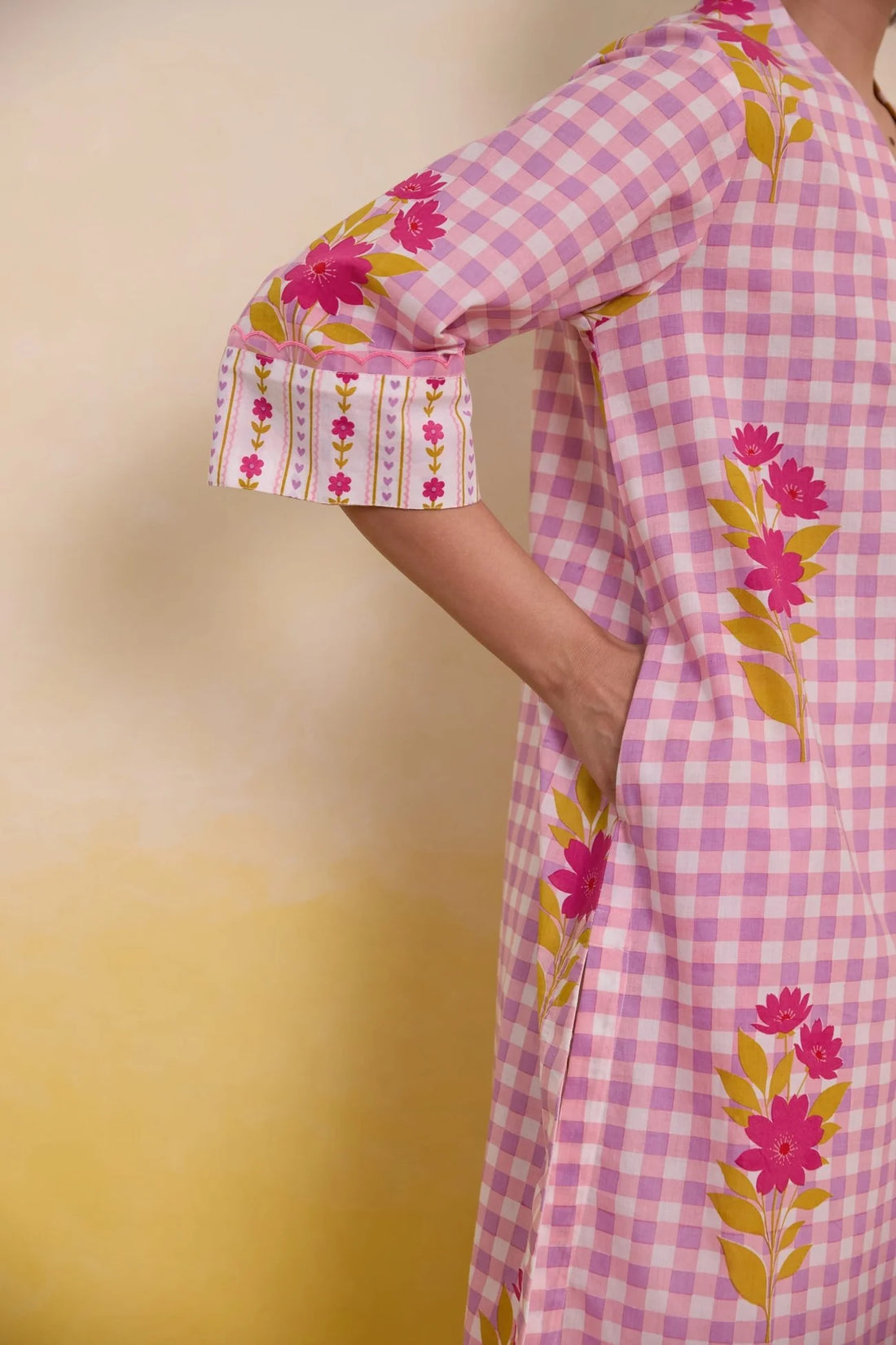 GINGHAM FLORAL PRINTED CO-ORD SET