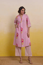 GINGHAM FLORAL PRINTED CO-ORD SET