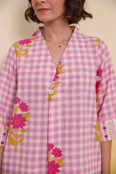 GINGHAM FLORAL PRINTED CO-ORD SET