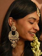 Pink Gold Plated Jadau Kundan Earrings – ME1190WP