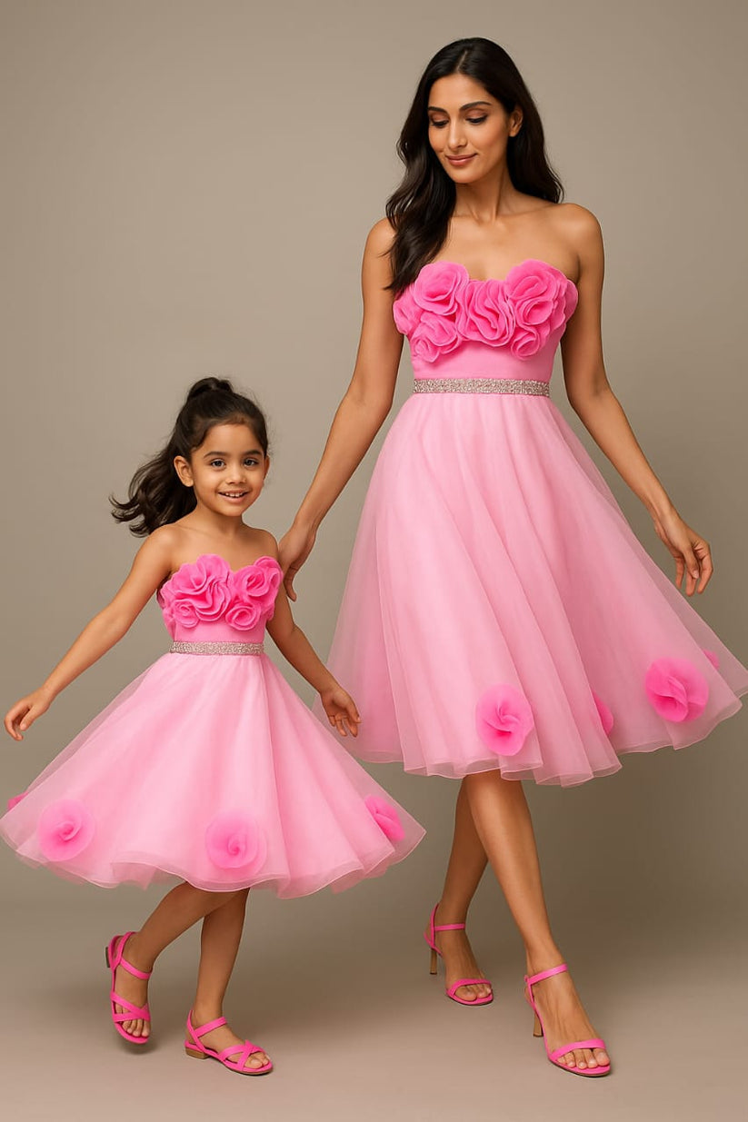 Pink Handmade Floral Dress