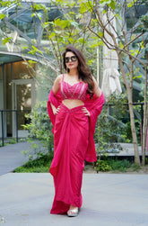 Pink Indo Fusion Cape Set