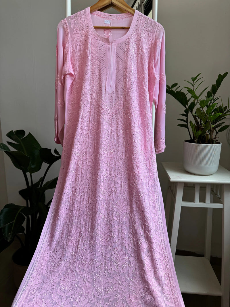 Pink Viscose Kurti with Mukaish Work