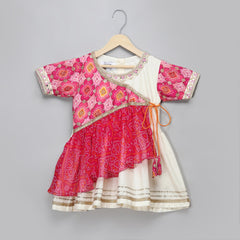 Pink Orange Bandhej Kurta Dhoti Set