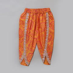 Pink Orange Bandhej Kurta Dhoti Set