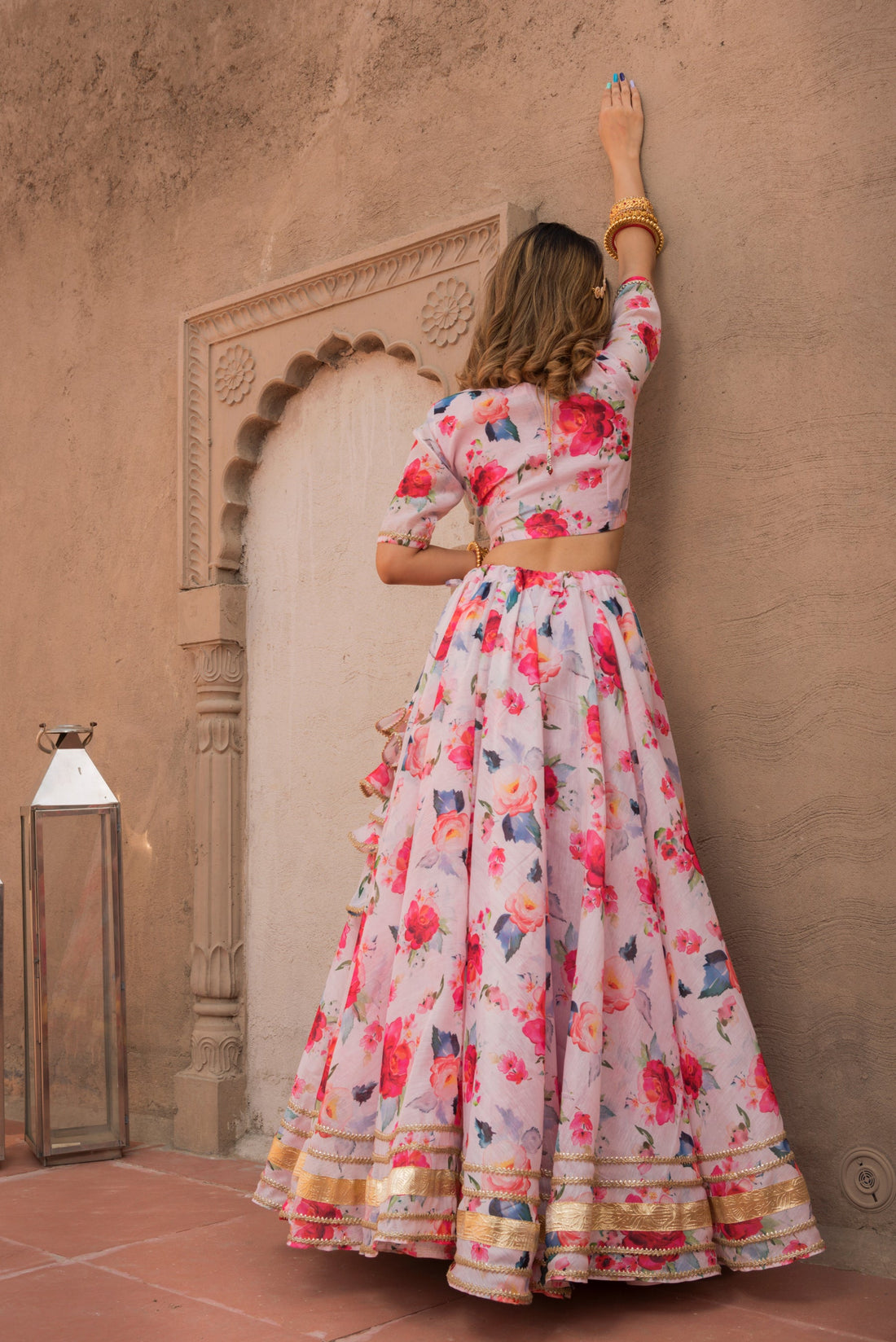 Pink Peony Modal Lehenga With Organza Dupatta