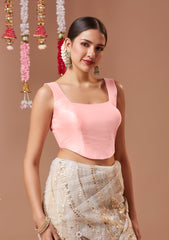 Baby pink silk blouse