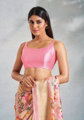Pink Silk Sleeveless Padded Readymade Blouse