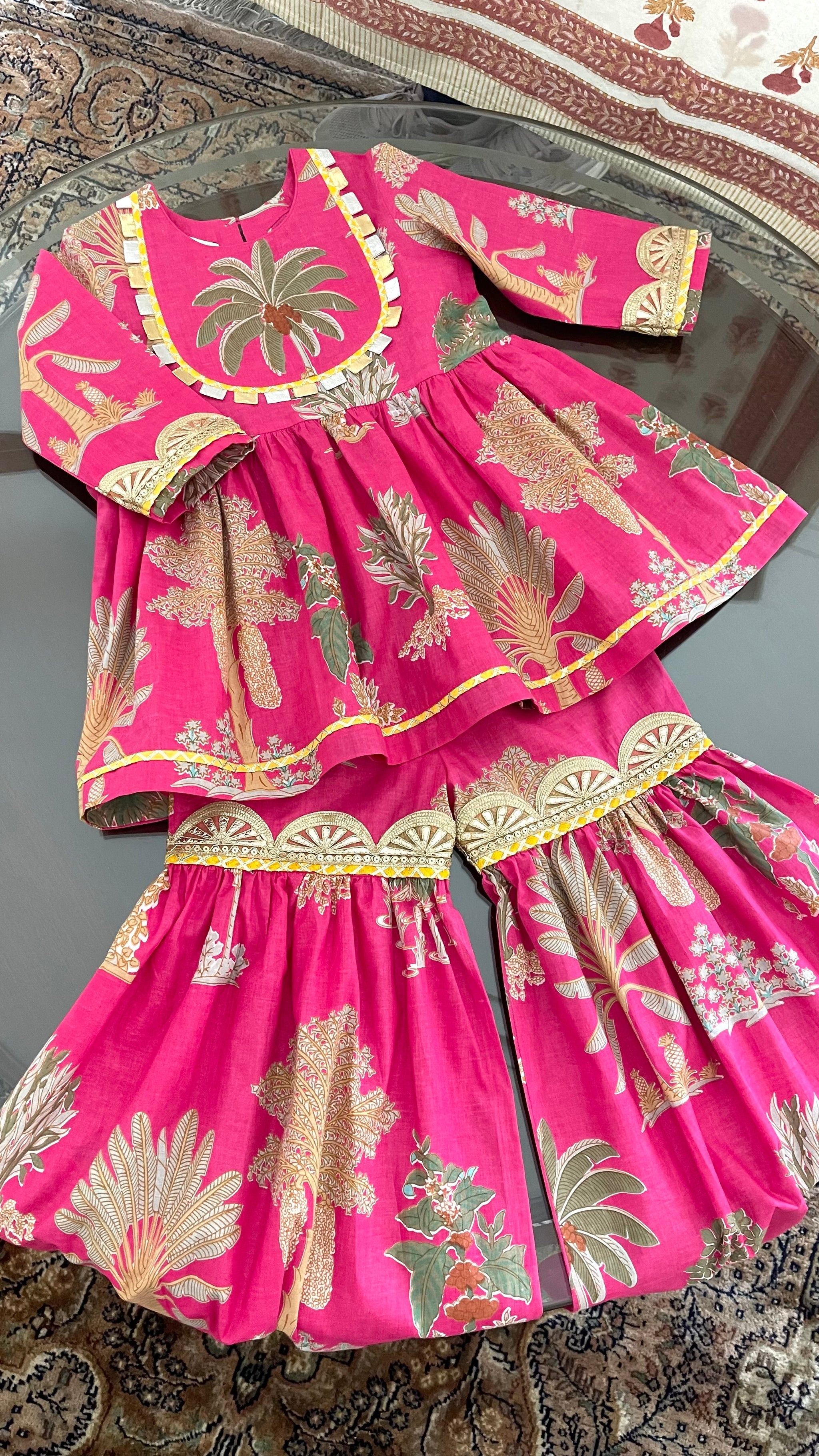Pink Yoke Kids Sharara Set