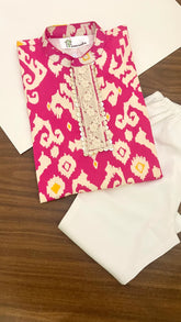 Pink Ikat Boys Kurta set – By Reet Lifestyle