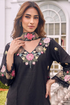 Moodnight Bloom Embroidered Palazzo Cord Set