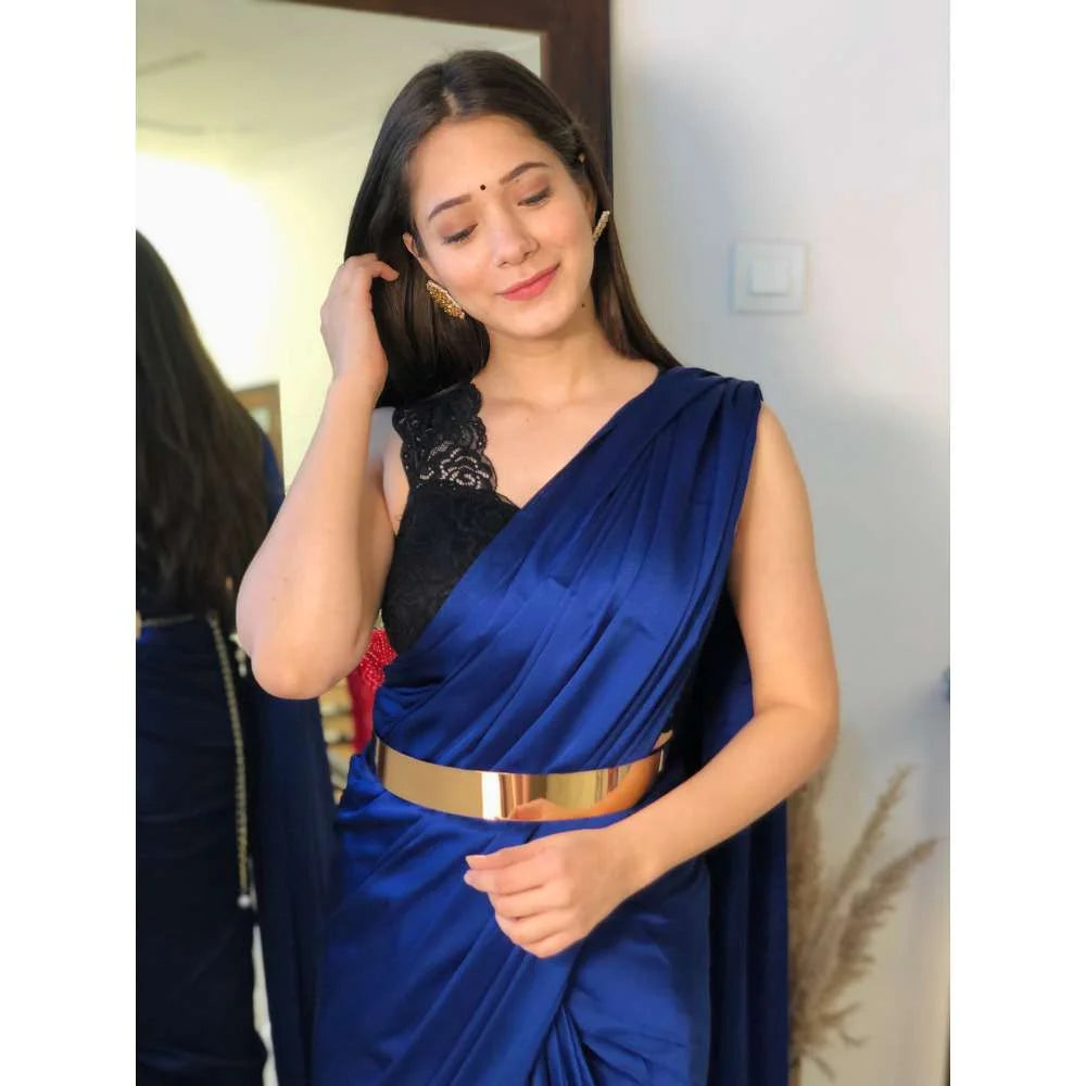 Pre-Draped 1 Minute Saree Ocean Blue