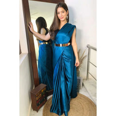 Pre-Draped 1 Minute Saree Ocean Blue