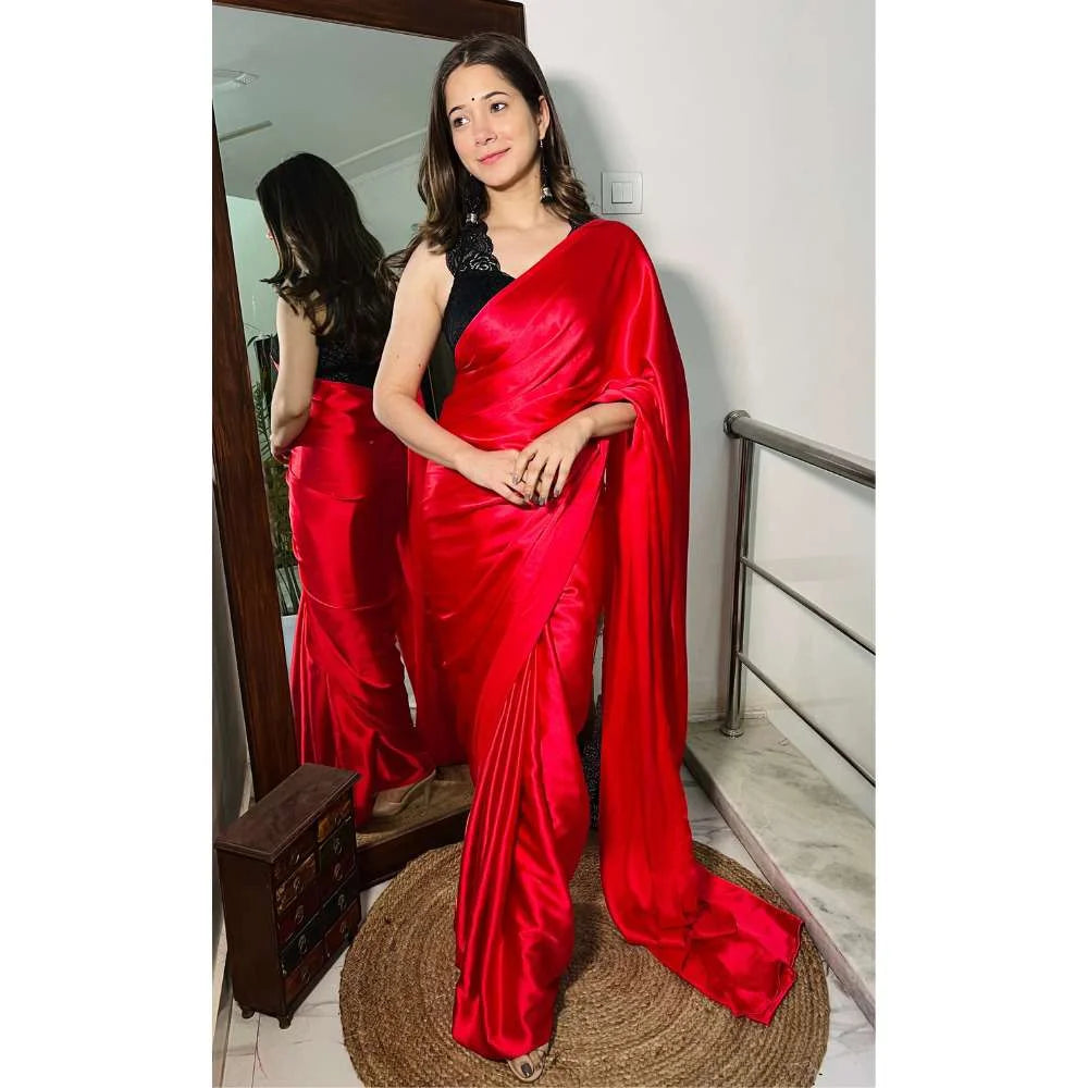 Pre-Draped 1 Minute Saree Maroon